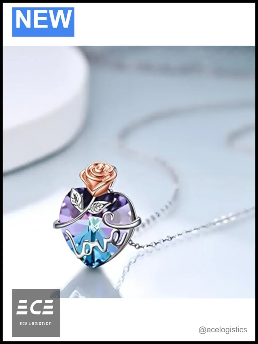 Sterling Silver Heart Pendant Necklace with Austrian Crystal